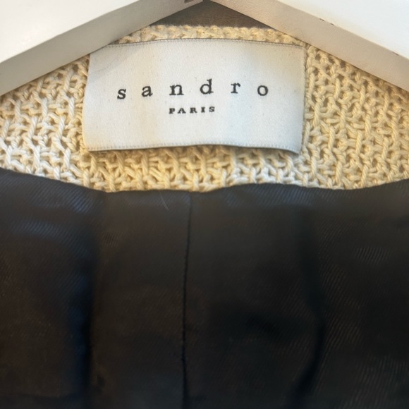 Sandro Cotton Ecru Zip Up Blazer Jacket - Picture 6 of 7